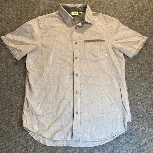 VANS Gray All Cotton Button Up Shirt Short Sleeve Classic Fit Mens Small Casual - Picture 1 of 10